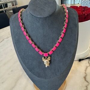 NWT Women’s Betsey Johnson Hot Pink French Bulldog Necklace